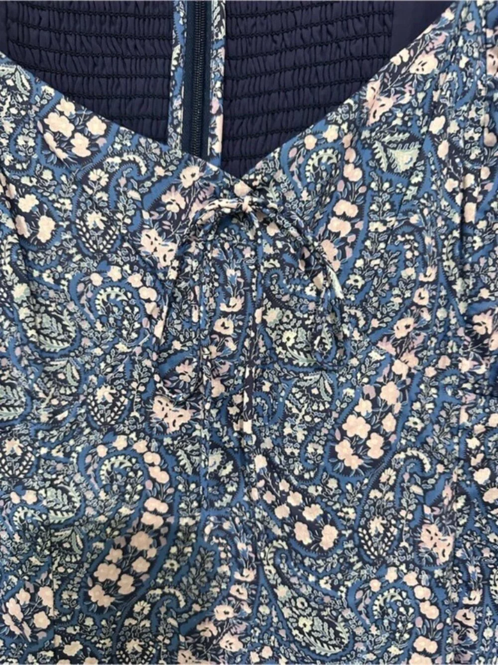 Crew Liberty Fabric Blue Floral Milkmaid Mini Dress Cottagecore 8